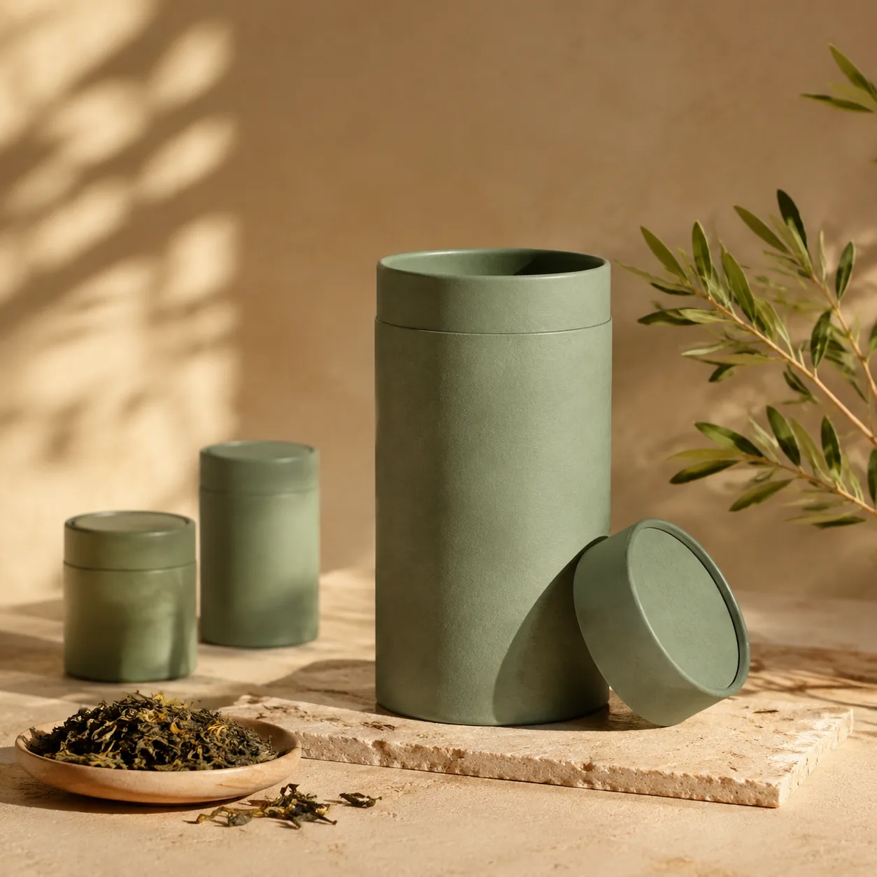 Sustainable green paper tube packaging