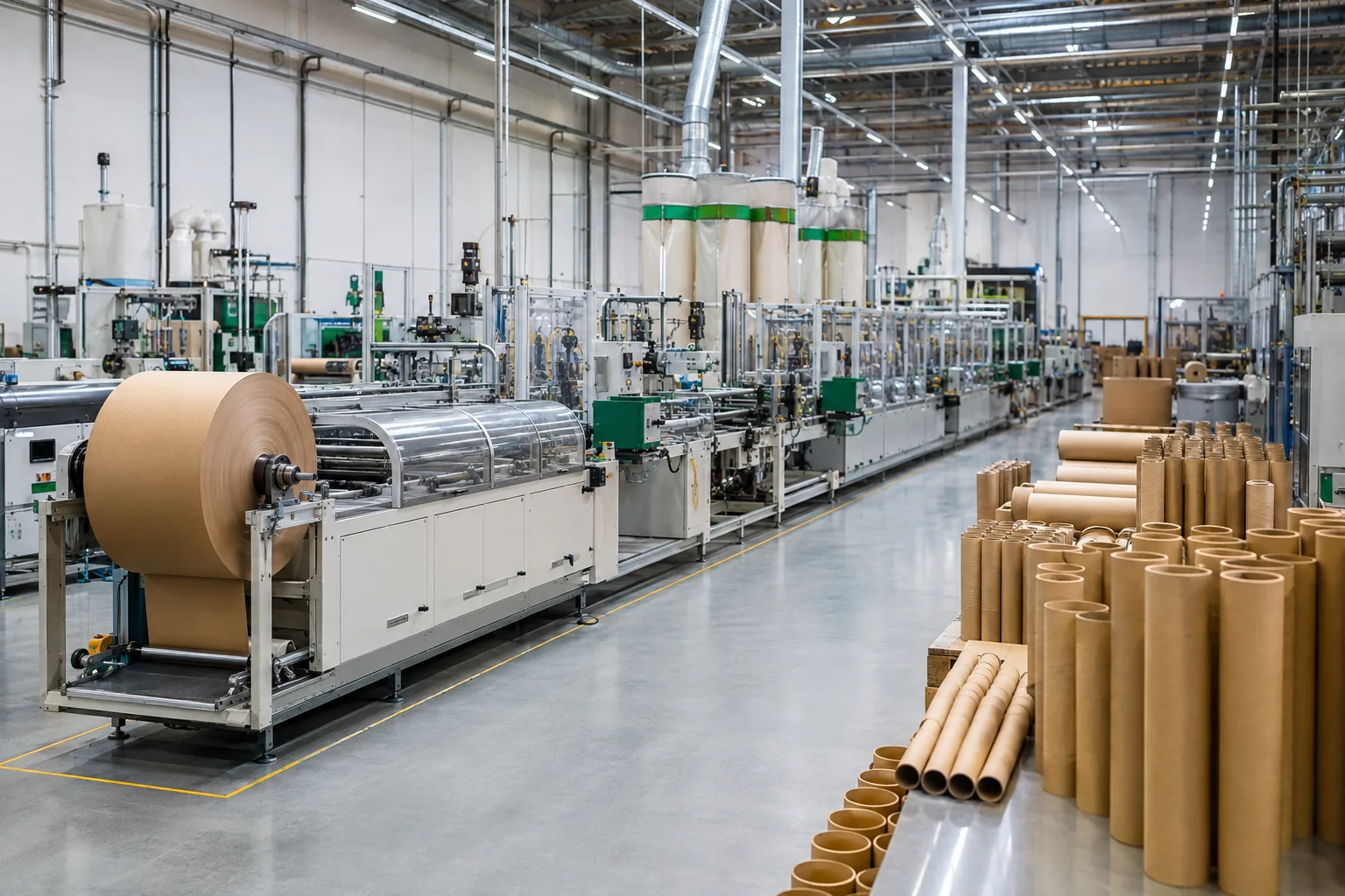 Modern paper tube production floor